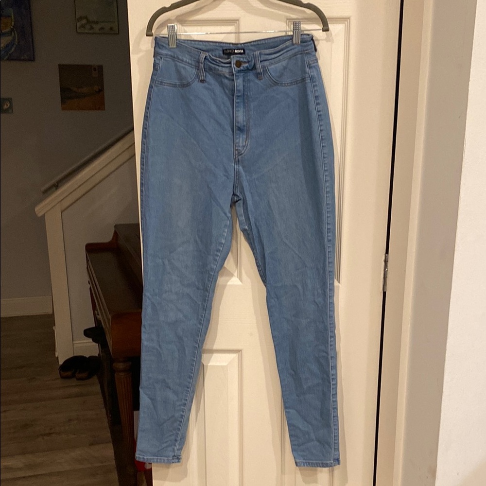 Fashion Nova High Rise Blue Jeans Slim Fit - Picture 1 of 9